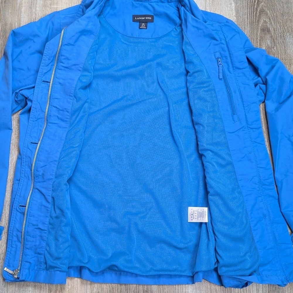 Lands End Blue Lightweight Utility Jacket Women's Medium Zip Snap Front Pockets - Picture 4 of 9